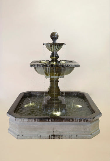 Solara Quadra Pond Outdoor Cast Stone Garden Fountain – 64” Tiered Square Elegance